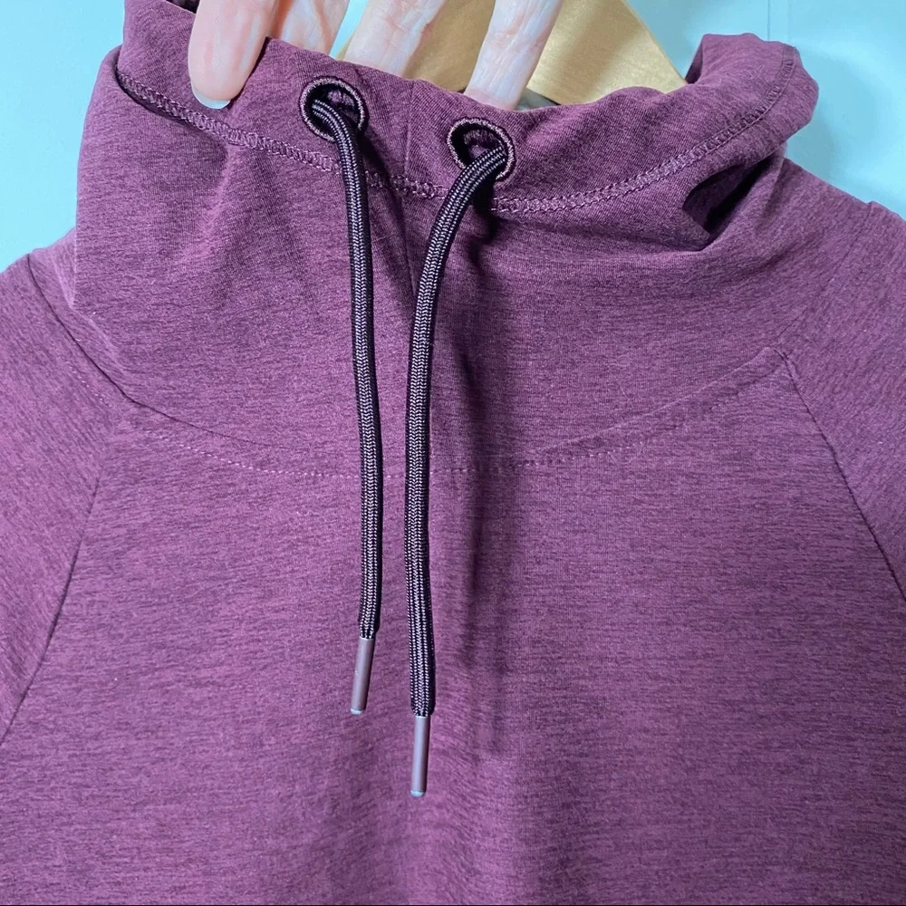 Apana Mock Neck Athletic Hoodie Top with Drawstring Maroon Women's Size XS - Picture 4 of 9